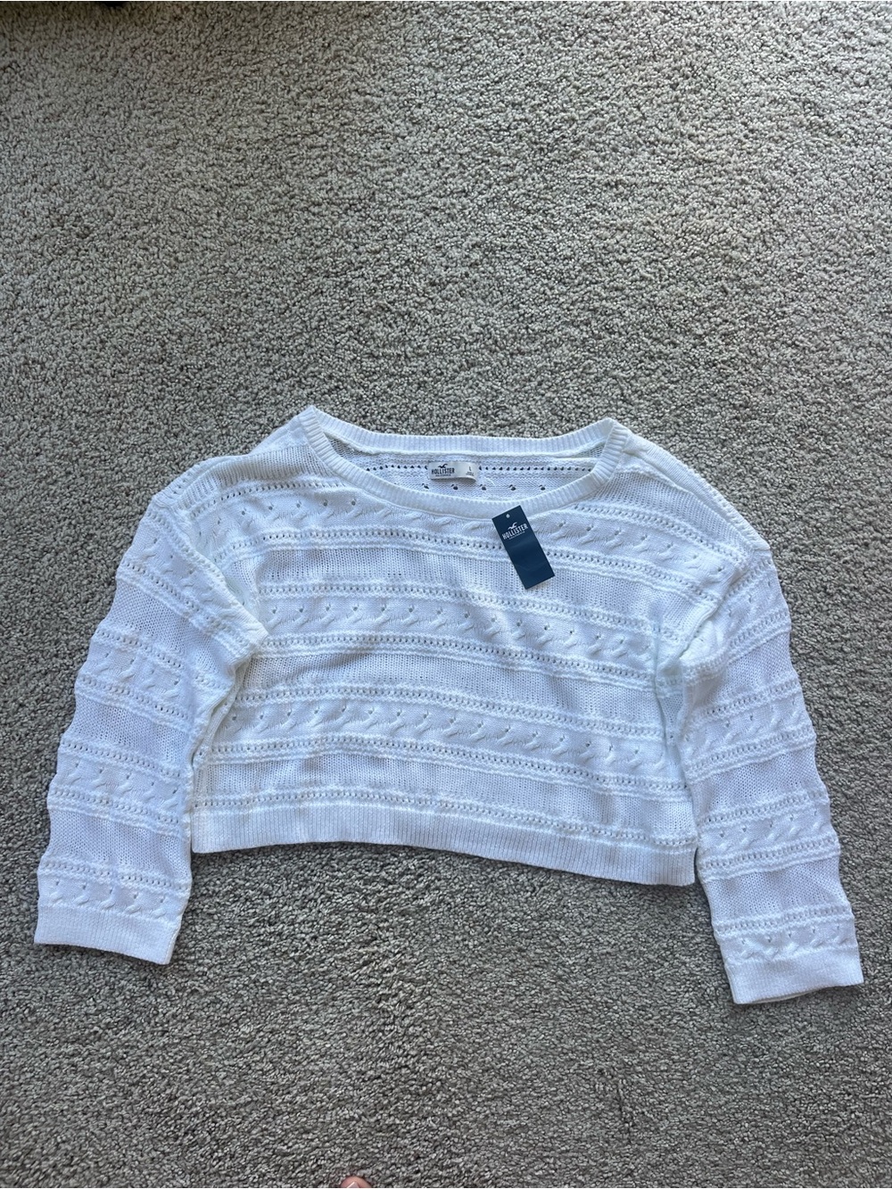Hollister 100% Cotton Cropped Knit Sweater